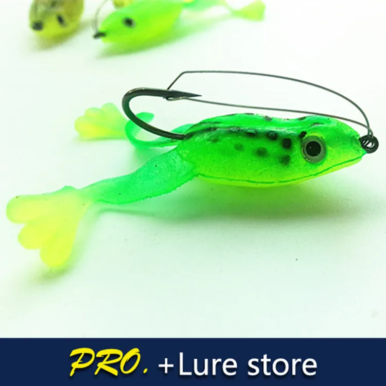 Free shipping 5pcs rubber frog soft fishing bass bait, topwater