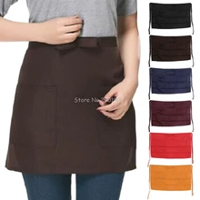 Kitchen Cotton Bow Short Half Waist Apron Bar Pub Cafe Server Waiter Waitress H06