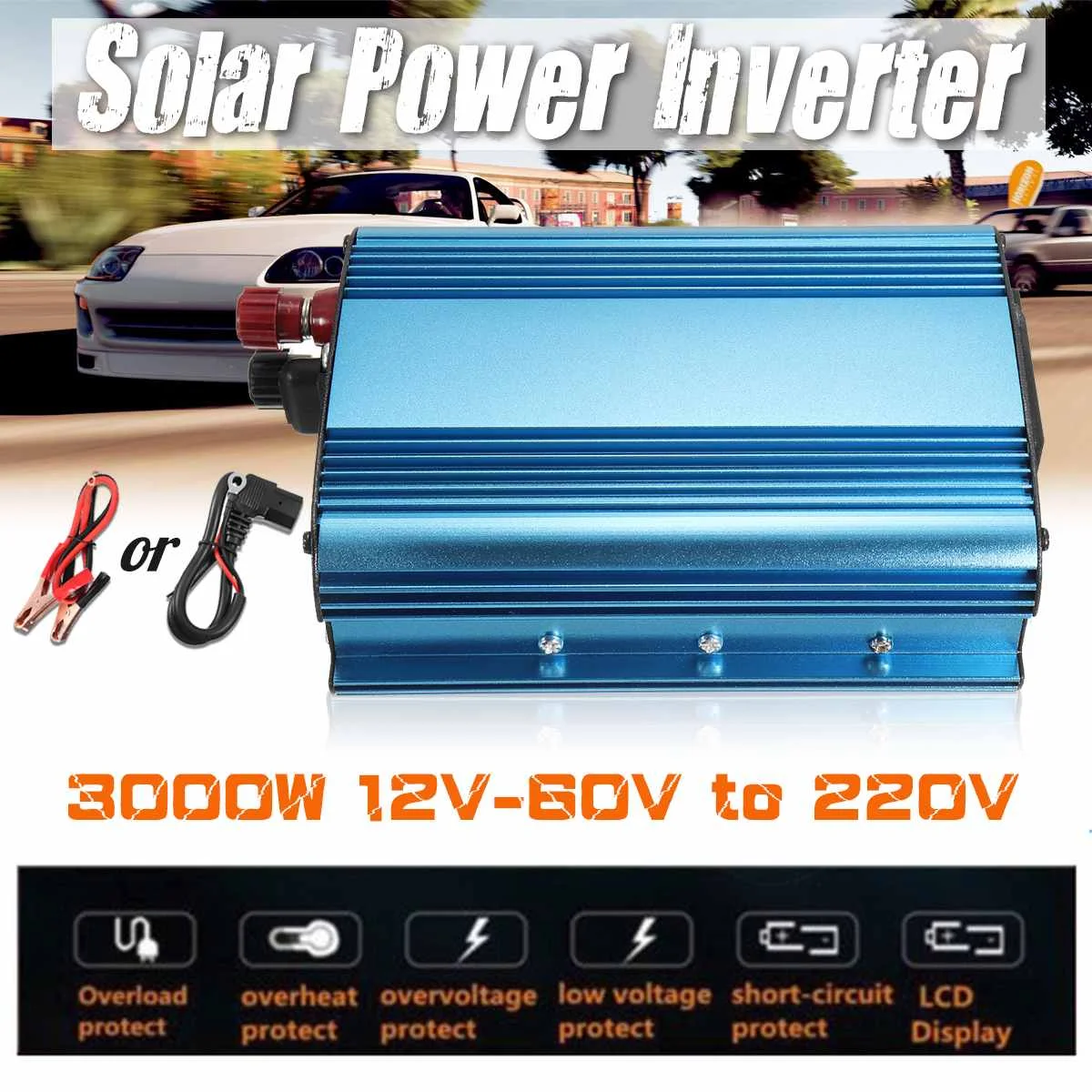 

Solar Power Inverter 3000W p eak DC 48V To 220V LCD Display Solar car Inverter Modified Sine Wave Power Converter