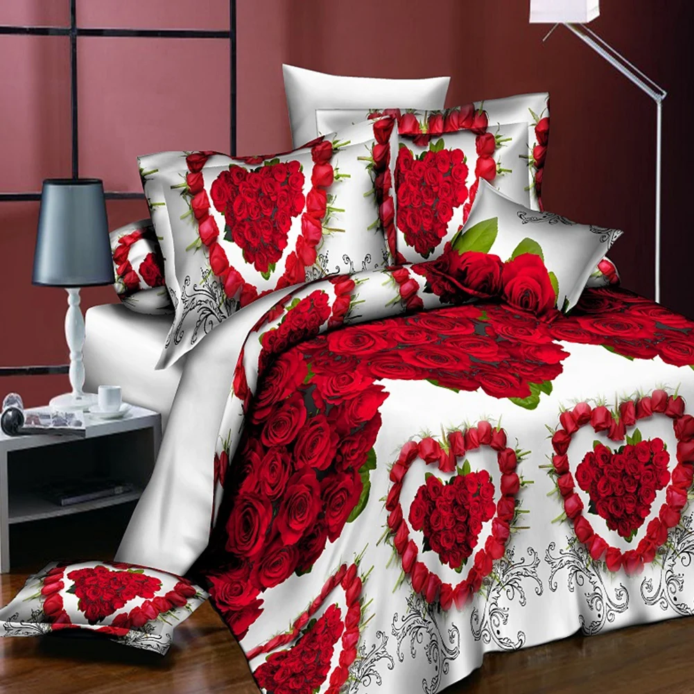 

3D Flower Duvet Quilt Cover Bedding Set With Pillowcase Twin Queen 2Pcs/3Pcs Suitable for families Modern minimalist style