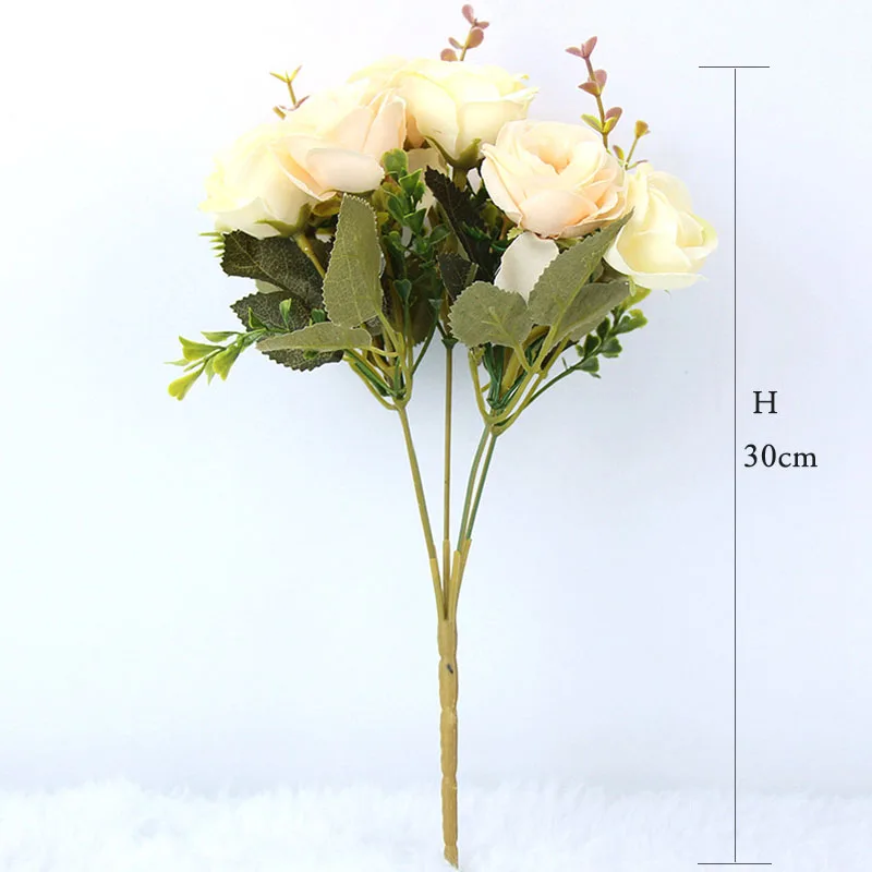 artificial flowers silk rose wedding bouquet home decor (13)