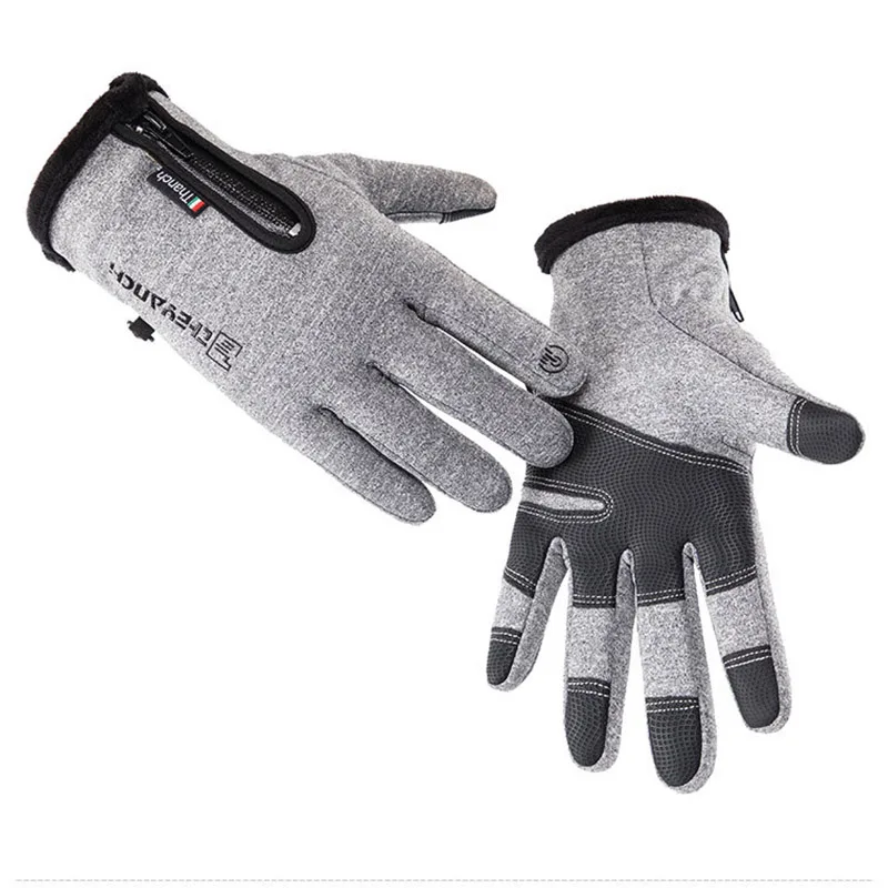Men Women Sports Fitness Non-slip Cycling Gloves Winter Plus Plush Thick Warm Touch Screen Motorcycle Zipper Ski Glove C57 cycling gloves