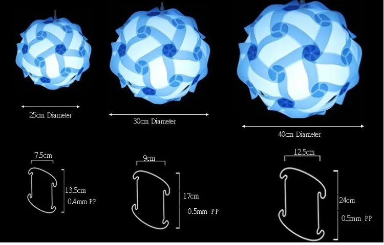 Белый DIY современный шар Новинка IQ лампа-головоломка кулон пазл светильник+ шнур питания и E27 держатель, Диаметр 25 см/30 см/40 см