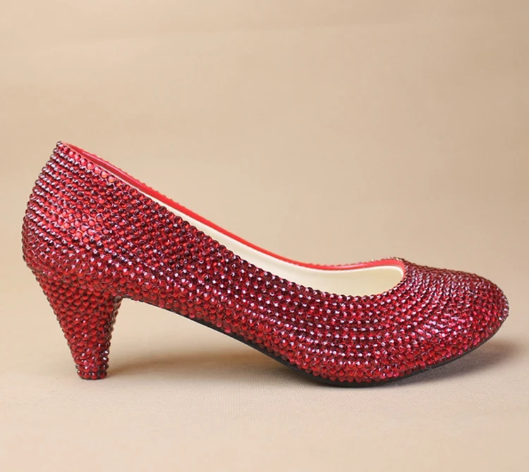 Gorgeous Unique Sparkling Crystal Wedding Bridal Shoes Handmade Red Crystal Party Prom Shoes Bridesmaid Shoes