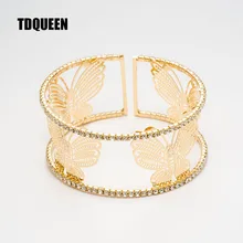 Большая Бабочка Открытый браслет позолоченный металл блестящие прозрачные стразы круглые манжеты браслеты для женщин