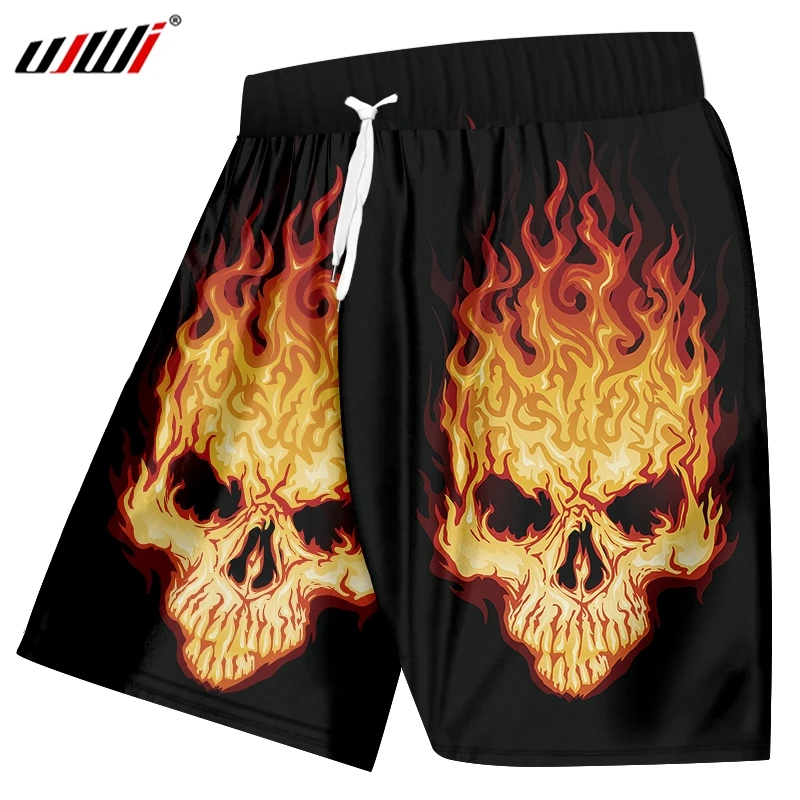 UJWI, Новое поступление, брендовая одежда, 3D принт, модные мужские желтые шорты в стиле хип-хоп, мужские пляжные шорты с черепами, большие размеры