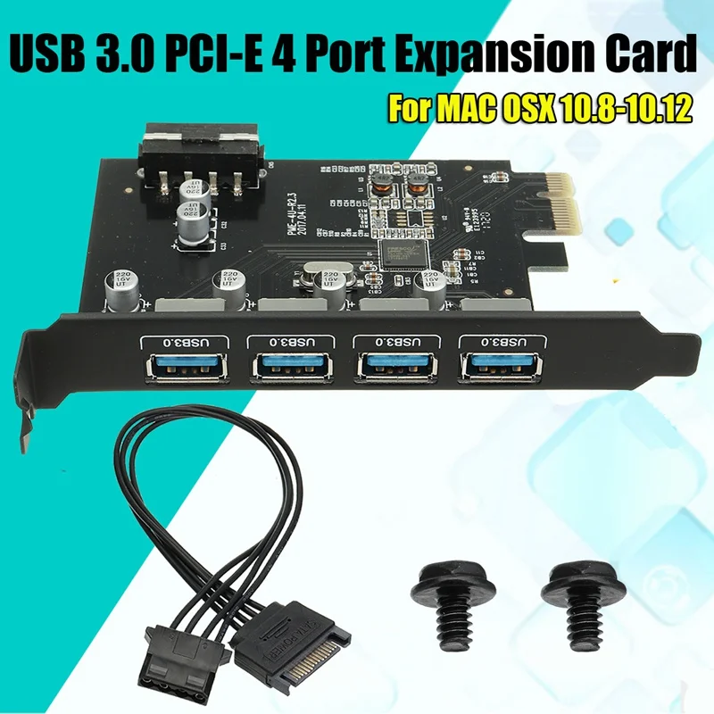 S SKYEE 1 piezas Super velocidad USB 3,0 PCI-E 4 Tarjeta de expansión de puerto para MAC para OSX 10,8-10,12 ¿Se añade el ordenador al circuito de tarjetas? junta