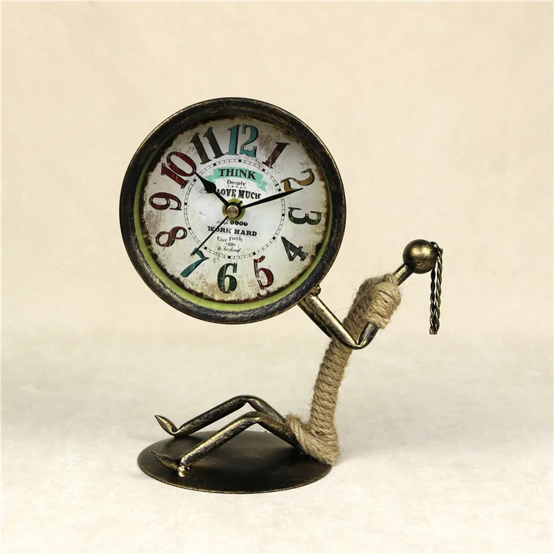 Abstract Female Figure Desk Clock Decorative Wrought Iron Art Work