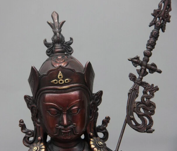 

150401 S1155 Tibet Buddhism Fane Bronze Copper Padmasambhava Lotus Master Monk Buddha Statue