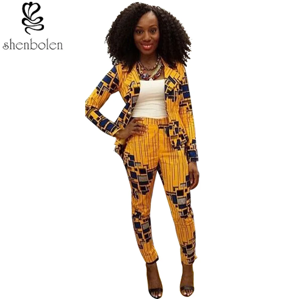 

African Clothes For Women Set Fashion Jacket +Pant Ankara Cotton Batik Wax Fabric Traditional Clotnes Plus Size