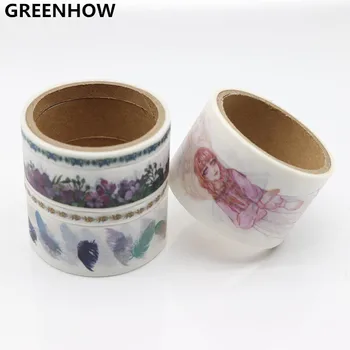 

GREENHOW Flowers Japanese Washi Tape Adhesive Tape Diy Decoration Planner Scrapbook Sticker Label Masking Tape Stationery 7022