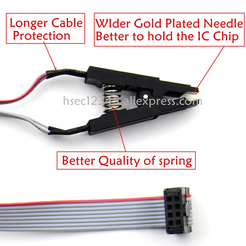 Широкая Золотая игла soic8 sop8 тестовый зажим для eeprom flash clipFor TL866ii plus/TL866CS/A EZP2010/2013 RT809F/H адаптер программист