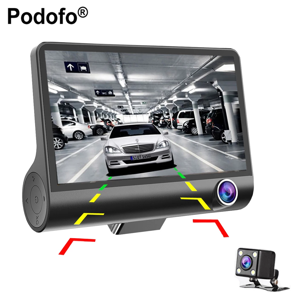 Podofo 4 Three way Car font b Camera b font FullHD 1080P Video Registrator 170 degree