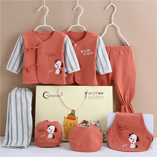 7Pcs/Set 0-3 Months Newborn Clothing Set Gift Box Baby Boy Girl Underwear Pajamas Set For Newborn 4 Season Wear Dwq450 - Цвет: red