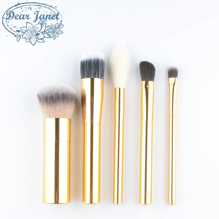 

5pcs/Set Gold Make up brushes tool Kit Professional Makeup brush Set Metal Blusher Foundation eye Shadow smudge Blending brush