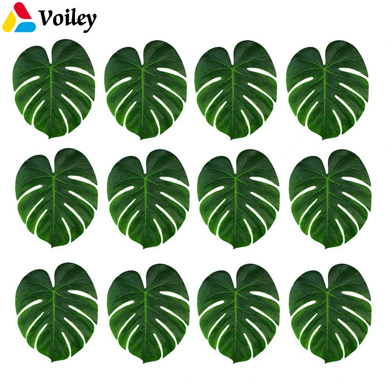 

24pcs Artificial Tropical Palm Leaves Turtle Leaf Simulation Leaf for Hawaiian Party Jungle Beach Theme Party Diy Decorations,W