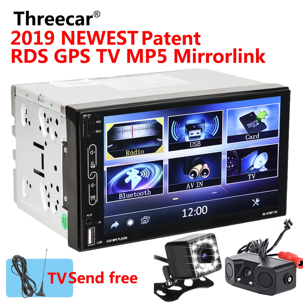 

2 Din Car Radio Multimedia Player RDS GPS Navigation DTV Bluetooth FM AM DVR Rear Camera Mirror Link Android 2Din NO Android