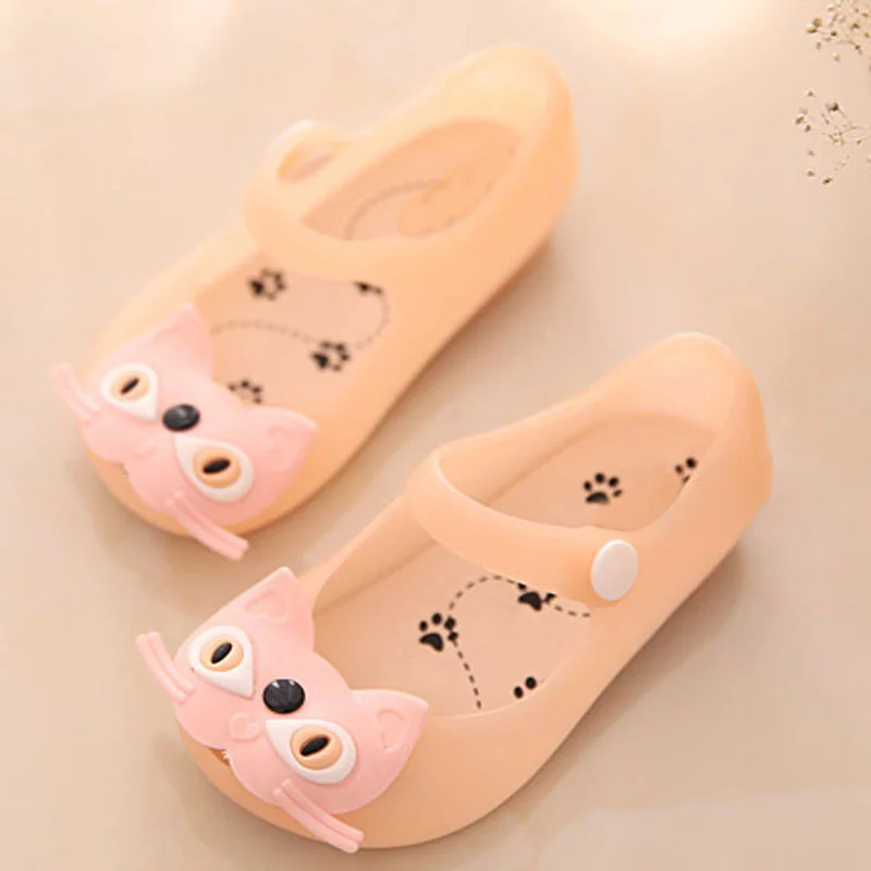 

Girls Sandals Summer Jelly Kids Shoes Sweet Children Beach Shoes Cat Style Soft Leather Baby Girls Shoes size 13-15.5cm CSH300