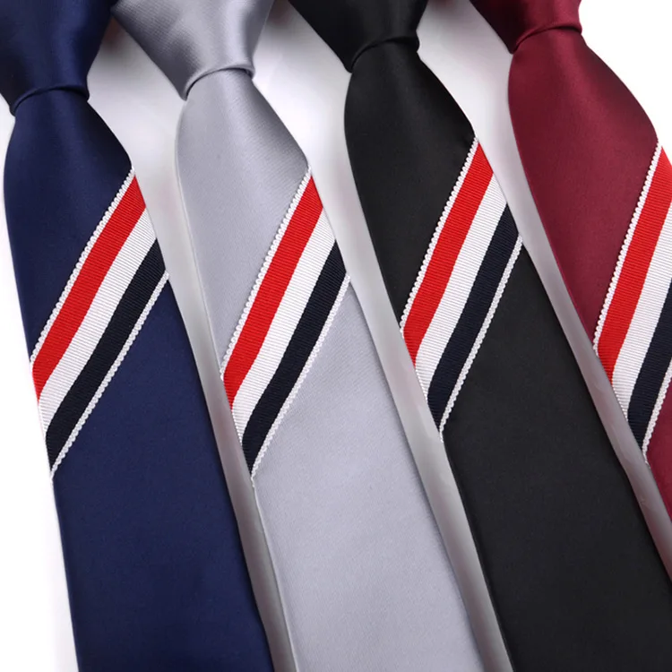Fashion Solid Men Slim Ties Neck Tie Zipper Business Men Slim Tie