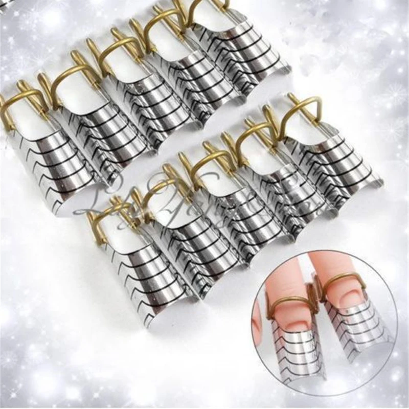 

10Pcs Reusable Nail Guide Forms UV Gel Acrylic Manicure Pedicure Art Extensions Adjustable Ring Stencil Reusable Molds