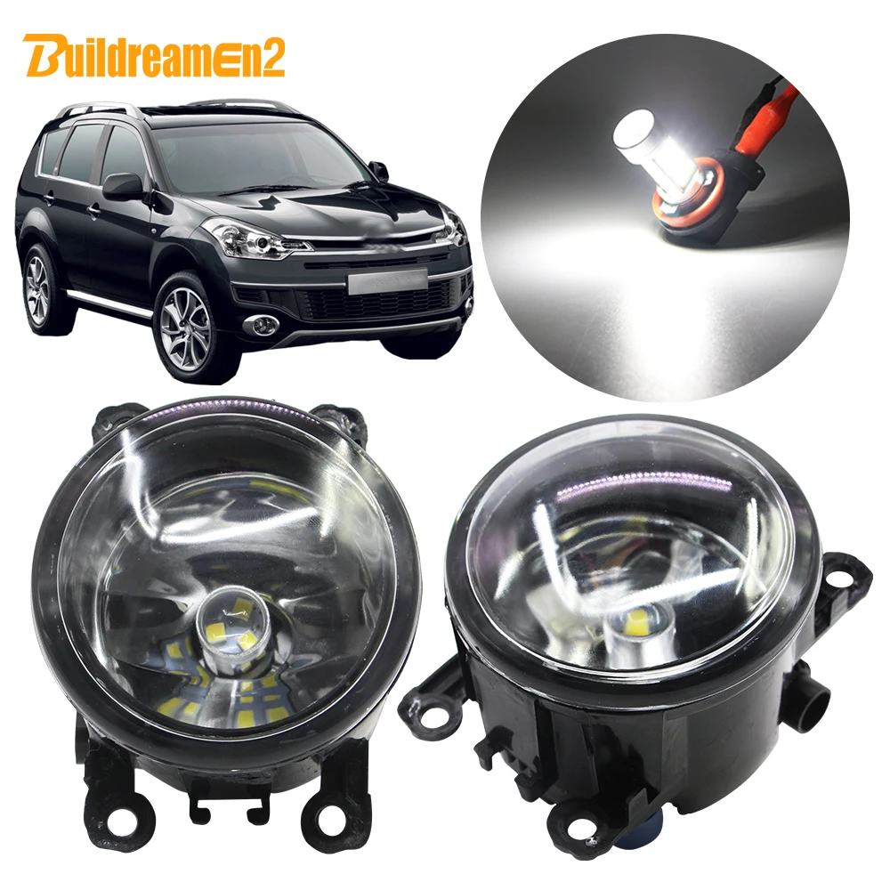

Buildreamen2 For Citroen C-Crosser 2007-2013 Car H11 Fog Light Assembly Lampshade + Bulb Daytime Running Light 12V Accessories