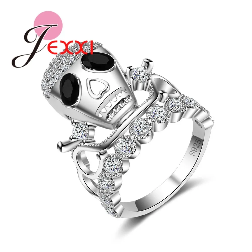 JEXXI Vintage Party Ghost Ring Fashion 925 Sterling Silver Wedding