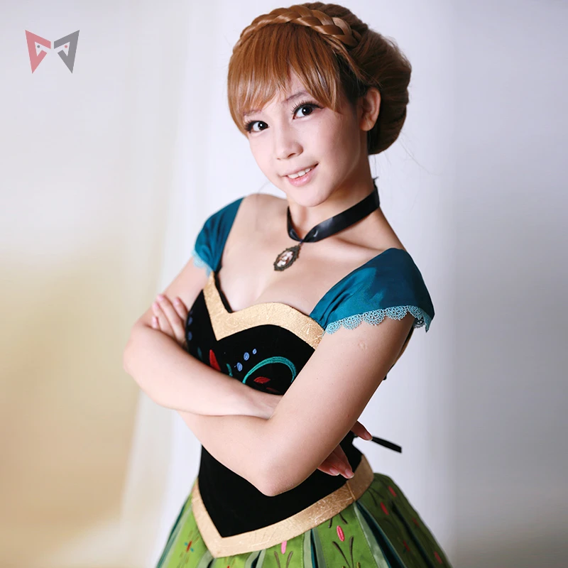 Athemis Frozen Anna Princess Coronation dress Cosplay costume custom made size suit necklace