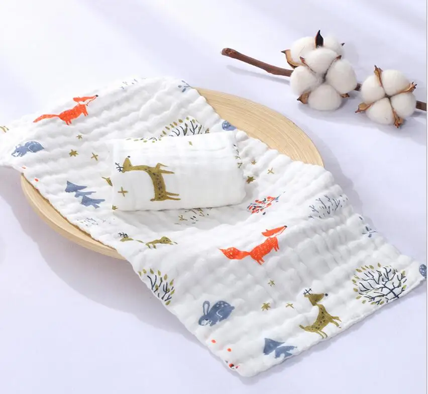 

New 100% cotton baby towel 25 * 50cm cotton animal pattern saliva towel baby child handkerchief feeding towel soft and not fade