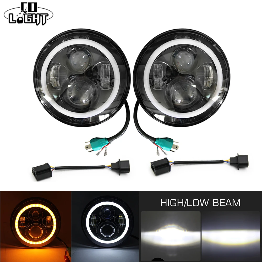 CO LIGHT 7 ROUND LED DOME LIGHT H4 HEADLIGHT KIT 50W HI LO BEAM 30W CREE