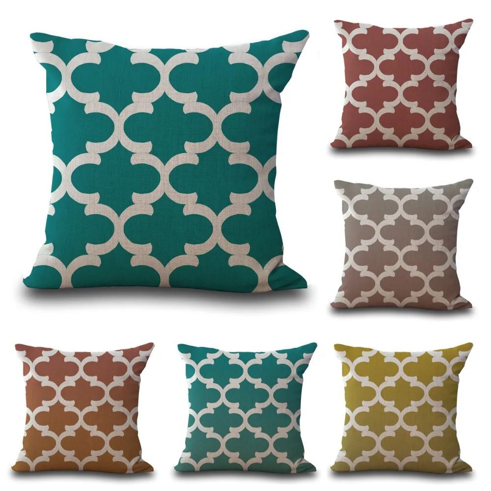 Square 18" European Style Decorative Cushion Covers Quatrefoil Printed