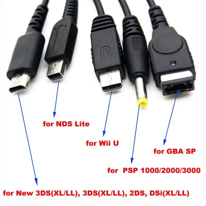 5 в 1 usb зарядный кабель зарядное устройство для psp/для nintendo/для WII U/GBA SP/3DS NDSL XL