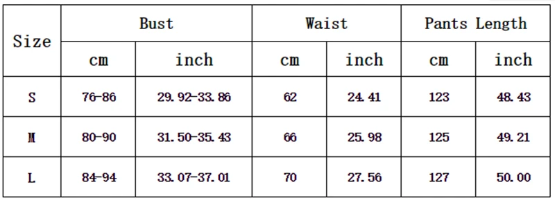 SIZE TABLE