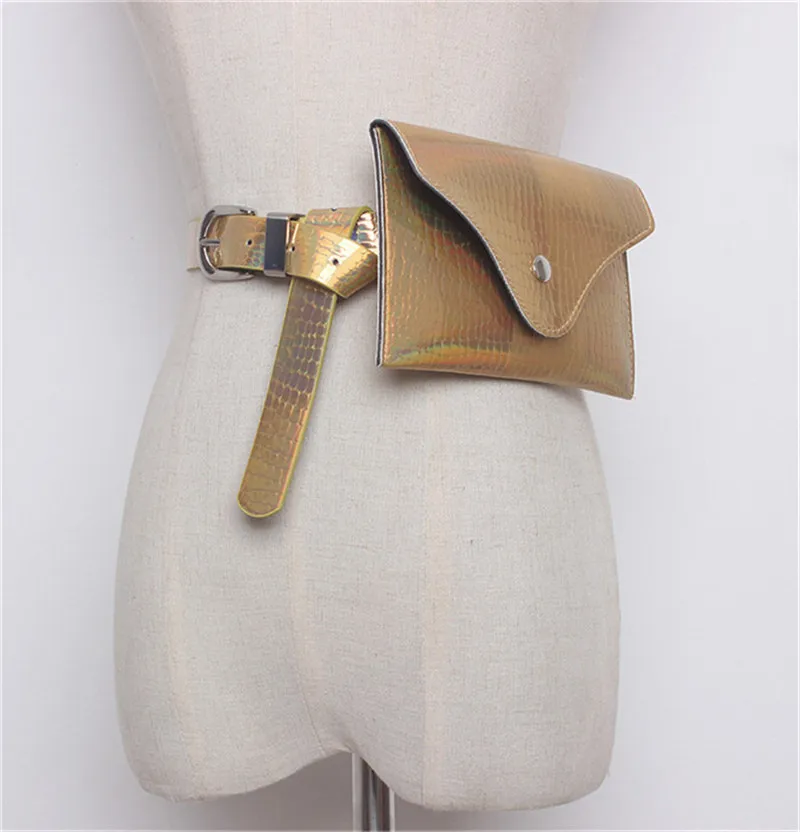 Mihaivina модная женская поясная сумка привлекательная Лазерная поясная сумка Хроматическая из искусственной кожи поясные сумки Fanny Pack