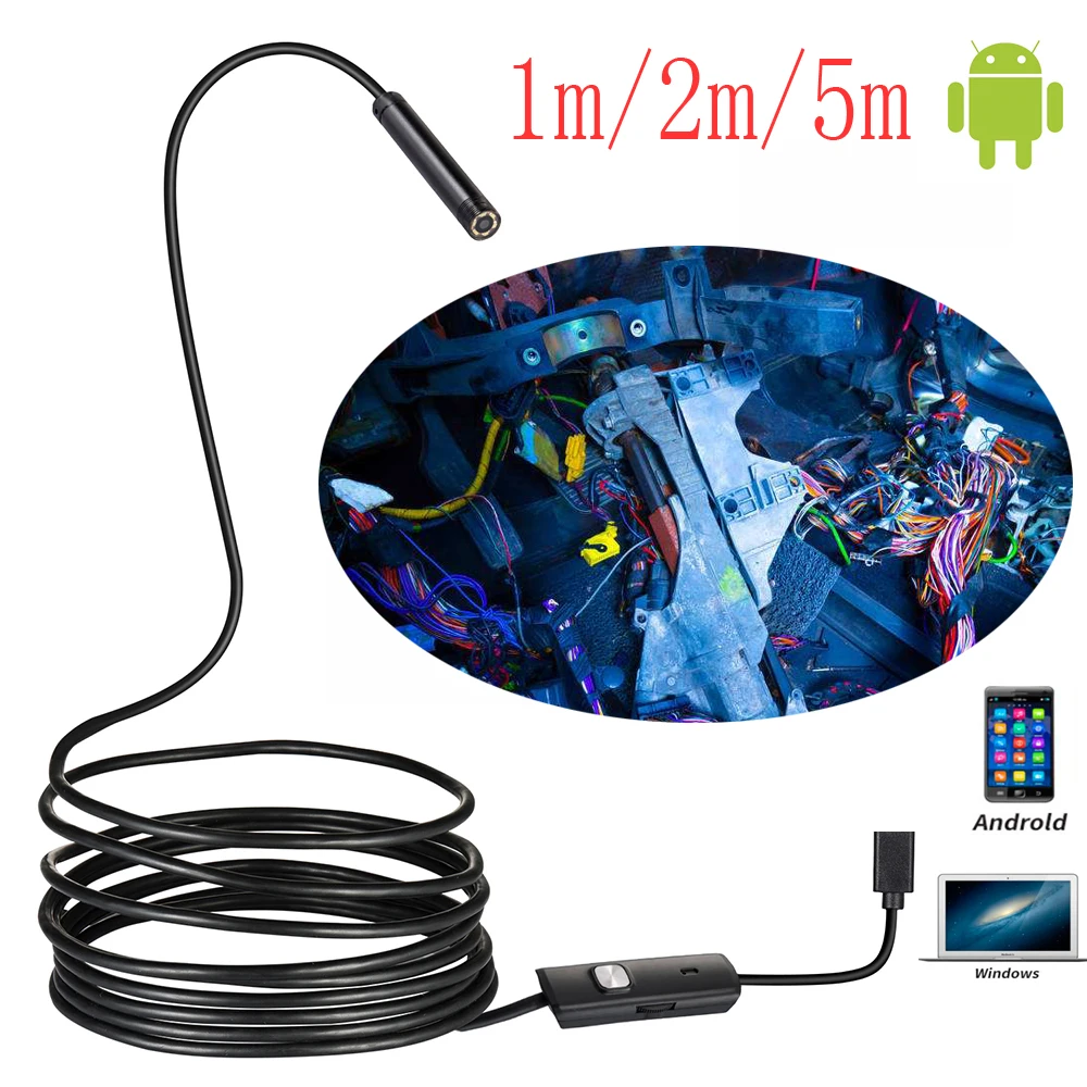 5.5MM Lens 1M/2M/5M Hard Cable Android USB Endoscope Camera Led Light Borescopes Camera For PC Android Phone