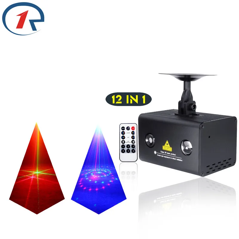 

ZjRight IR Remote 12pattern Red Green Blue Laser Lighting Colorful Led effect Stage Light KTV disco dj light family party light