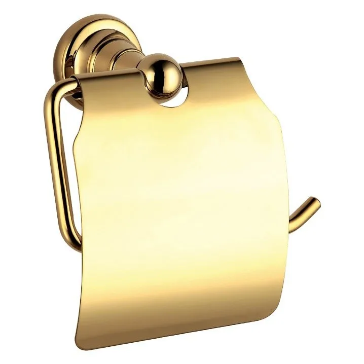 Free Shipping Solid Brass golden Finished Toilet Paper Holder with cover ,Paper Rack GB004din