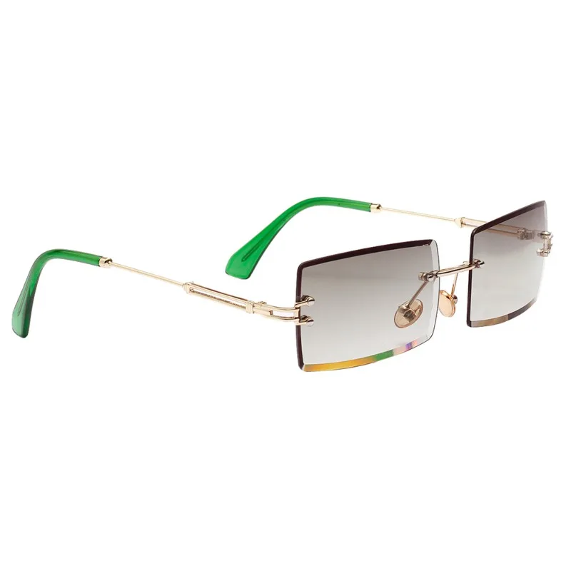 Женские солнцезащитные очки, Ретро стиль, маленькие, прямоугольные, без оправы, квадратные, солнцезащитные очки,, Летний стиль, женские, зеленые, синие