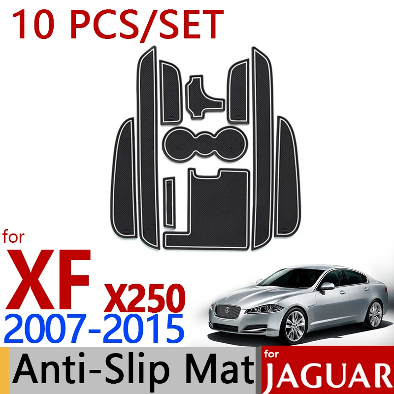 

for Jaguar XF 2007-2015 X250 Anti-Slip Rubber Cup Cushion Groove Mat 10pcs 2008 2011 2012 2014 Accessories Car Styling Sticker
