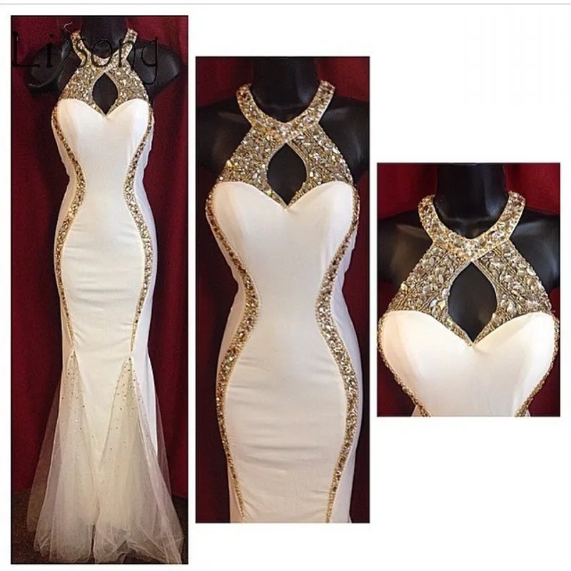 white mermaid evening gown