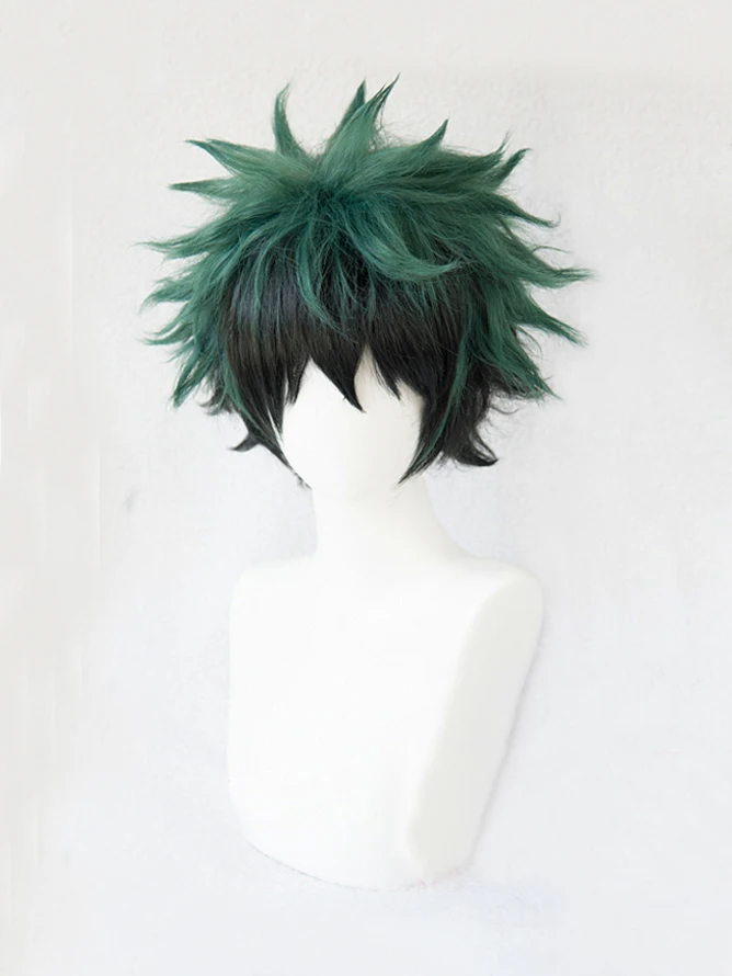 My Hero Academy Boku no Hiro Akademia Izuku Midoriya короткий зеленый черный Ombre термостойкий косплей костюм парик+ дорожка+ Кепка