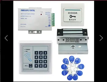 

180KG Power Force RFID Access Controller DC12V 3A Exit Button Keyfobs RFID Cards Access Control System For Wooden Glasses Door
