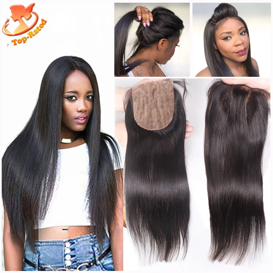 7a Brazilian Virgin Hair Cheap Silk Base Closure Straight Human