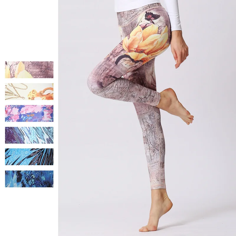 

women yoga pant flower printed elastic leggings sweatpant yoga trousers running jogger fitness gym workout track pant sportswear
