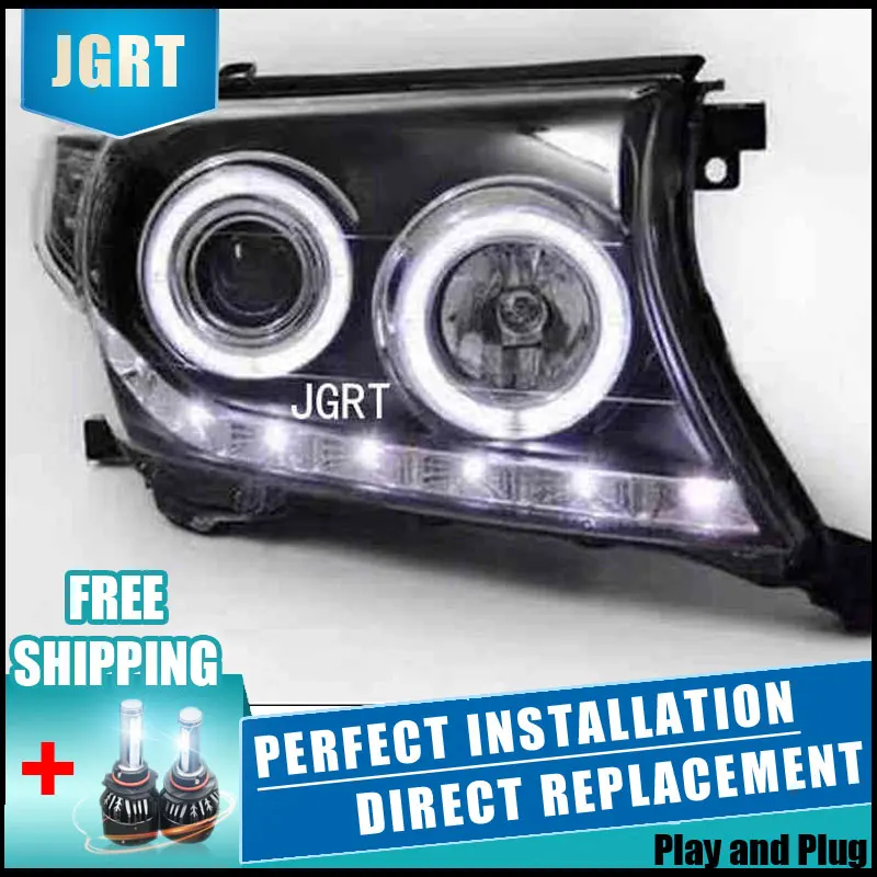 Price 2PCS LED Headlights For Toyota land cruiser 2009 2013 Car Led Lights Double Xenon Lens Car Accessories Daytime Running Lights