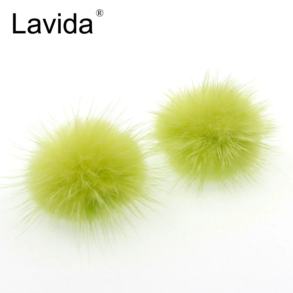 Lavida F20 100 шт натуральный мех норки помпон норковый шар/DIY брелок кольцо серьги ожерелье материалы/ювелирные аксессуары - Цвет: color 22 lemon green