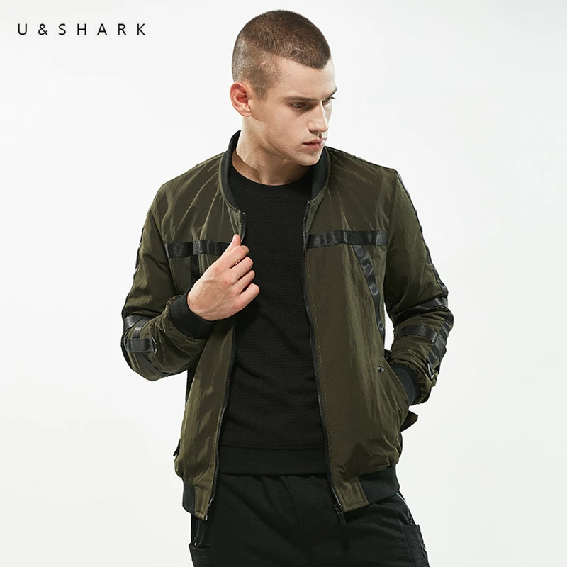

U&SHARK Autumn Casual Jackets Men Brand Clothing Patch Design Fashion Streetwear High Quality Army Green Baseball Jacket Coats