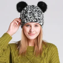Spring Winter Fashion Women Cute Cat Ear Beanies Handmade Knitting Hat Ear Warm Cap Girl Skullies Beanies