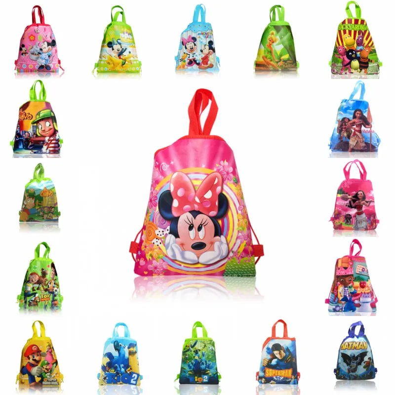 

1pcs Drawstring Backpacks Bags 34*27CM Cartoon Children Non Woven Fabrics Home Storage School Shopping Party Gift Bags for Kids