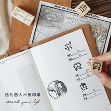 1 x vintage travel postmark decoration stamp wooden rubber stamps for scrapbooking planner DIY craft standard stamp