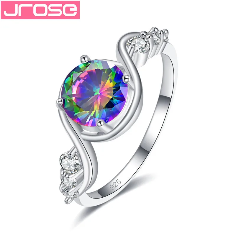 JROSE новый модный дизайн круглые радужные морские синие кубические циркониевые
